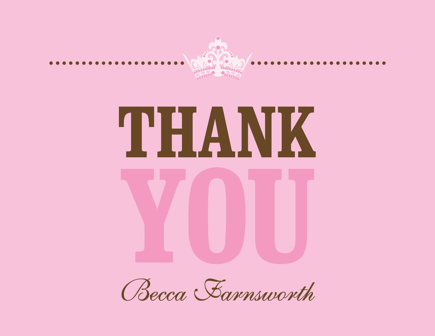 Princess Shower Chocolate & Pink Thank You Cards