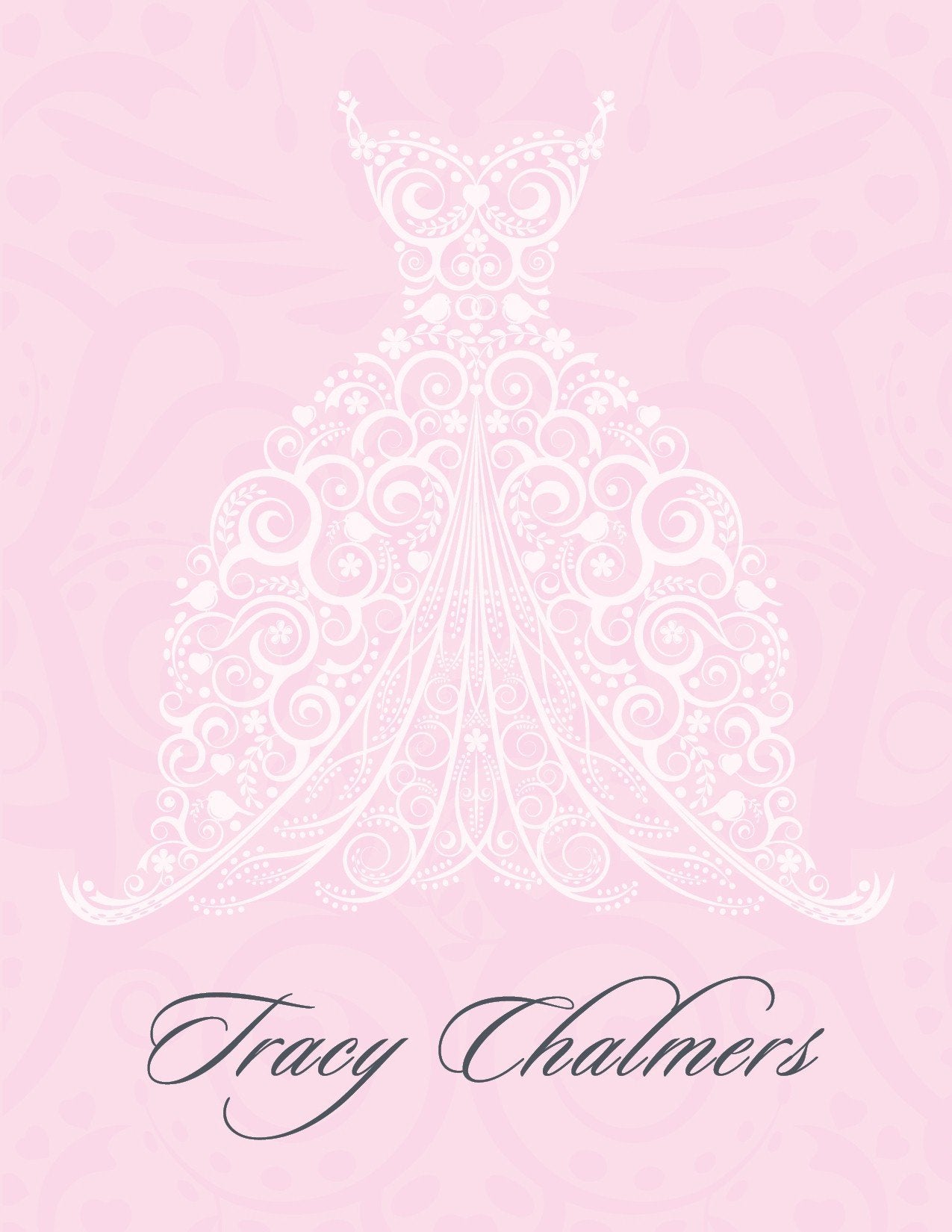 Filigree Dress Pink Thank You Cards