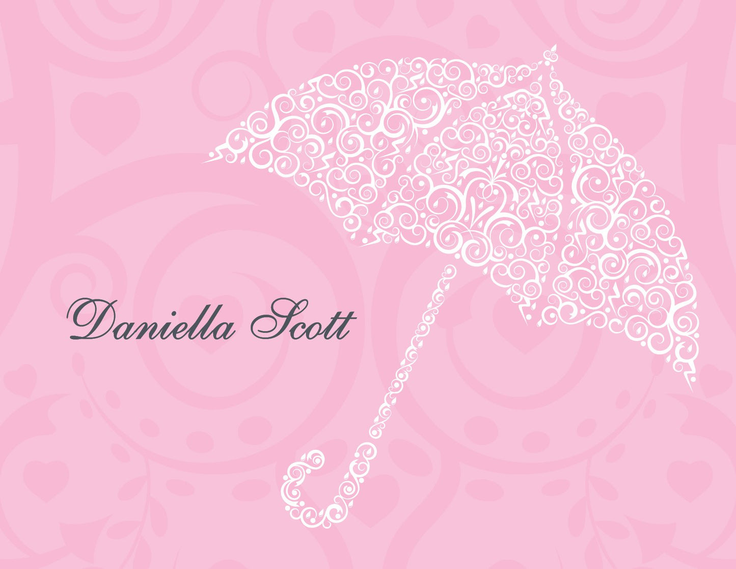 Filigree Umbrella Pink Thank You Cards