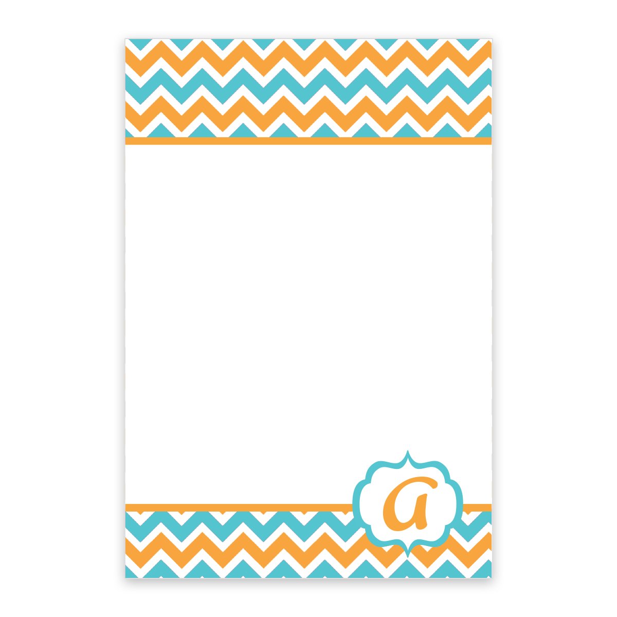 Teal and Orange Chevron Pattern Personalized Notepad