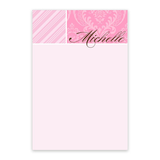 Pink Damask Personalized Notepad