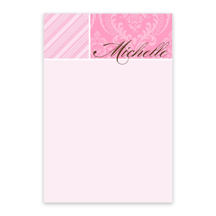 Pink Damask Personalized Notepad
