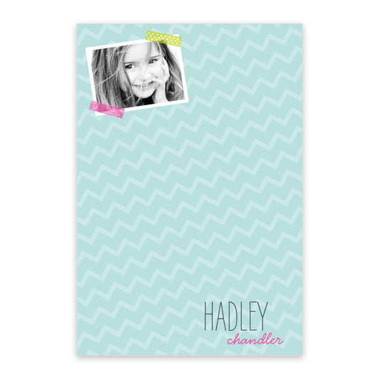 Blue Chevron Personalized Notepad with Photo