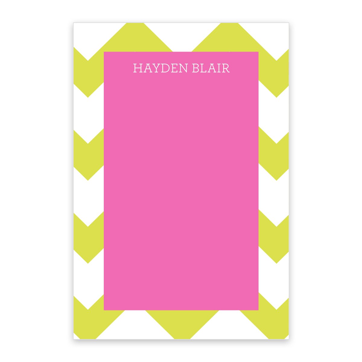 Large Green Chevron Personalized Notepad
