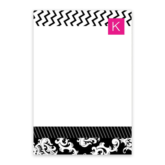 Black and Pink Initial Personalized Notepad