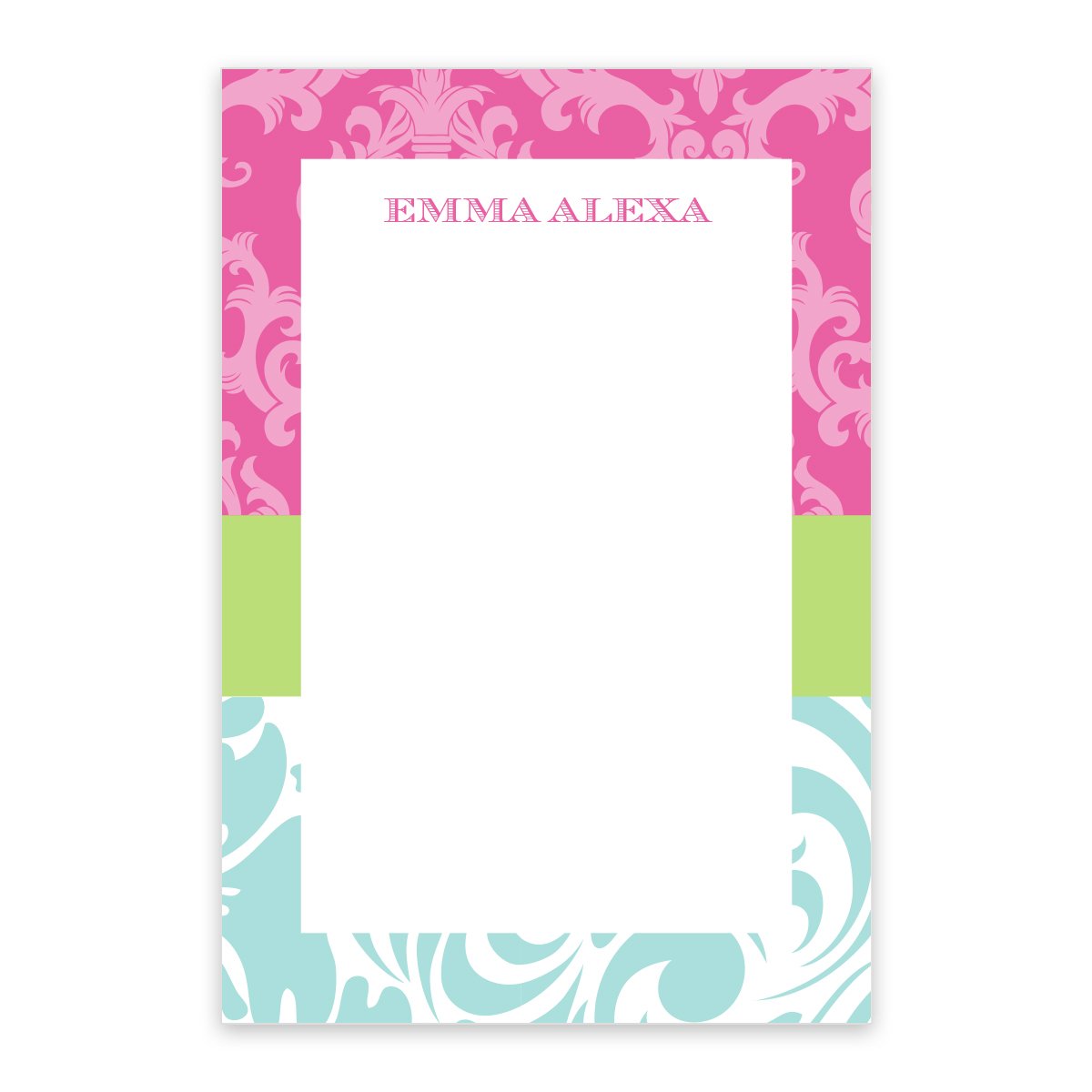 Banded Pink Toile Personalized Notepad