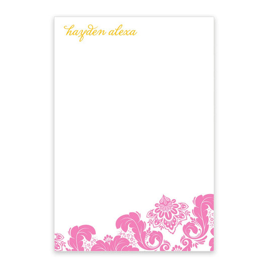 Hot Pink Toile Personalized Notepad