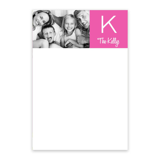 Hot Pink Initial Personalized Notepad with Photo